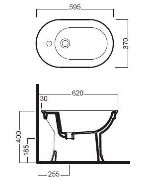 Биде напольное Hatria Dolcevita одно отверстие