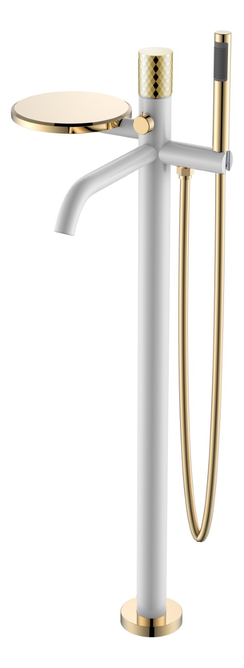 Смеситель Boheme STICK напольный WHITE DIAMOND GOLD 129-WG