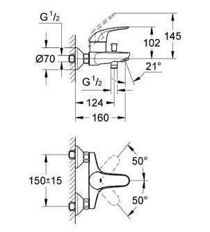 Смеситель Grohe Euroeco 32743000 для ванны с душем