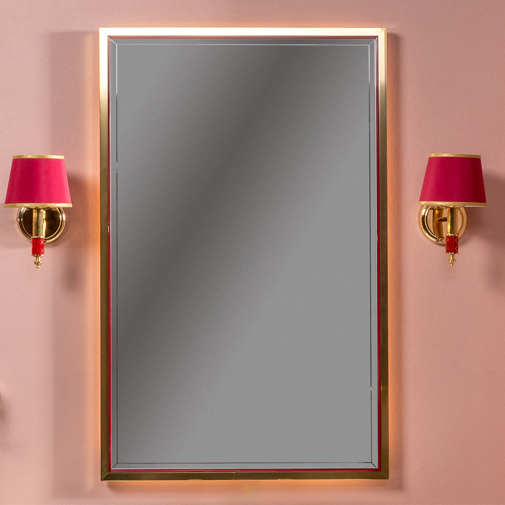 Зеркало Armadi Art MONACO с подсветкой 70*110CM глянец бордо + золото 566-RG
