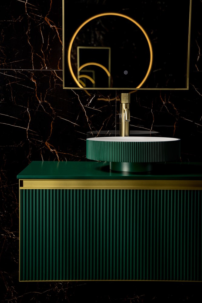 Раковина накладная рифленая Boheme Corian 400*130 ral6005 801-R-ral6005