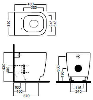 Унитаз приставной Hatria Fusion 48