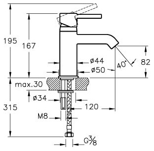 Смеситель VitrA Minimax S A41984EXP для раковины