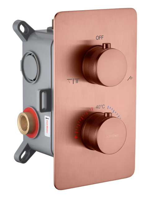 Смеситель встроенный с термостатом 2-х проходной Boheme CELL COPPER BRUSHED 134-2-CB