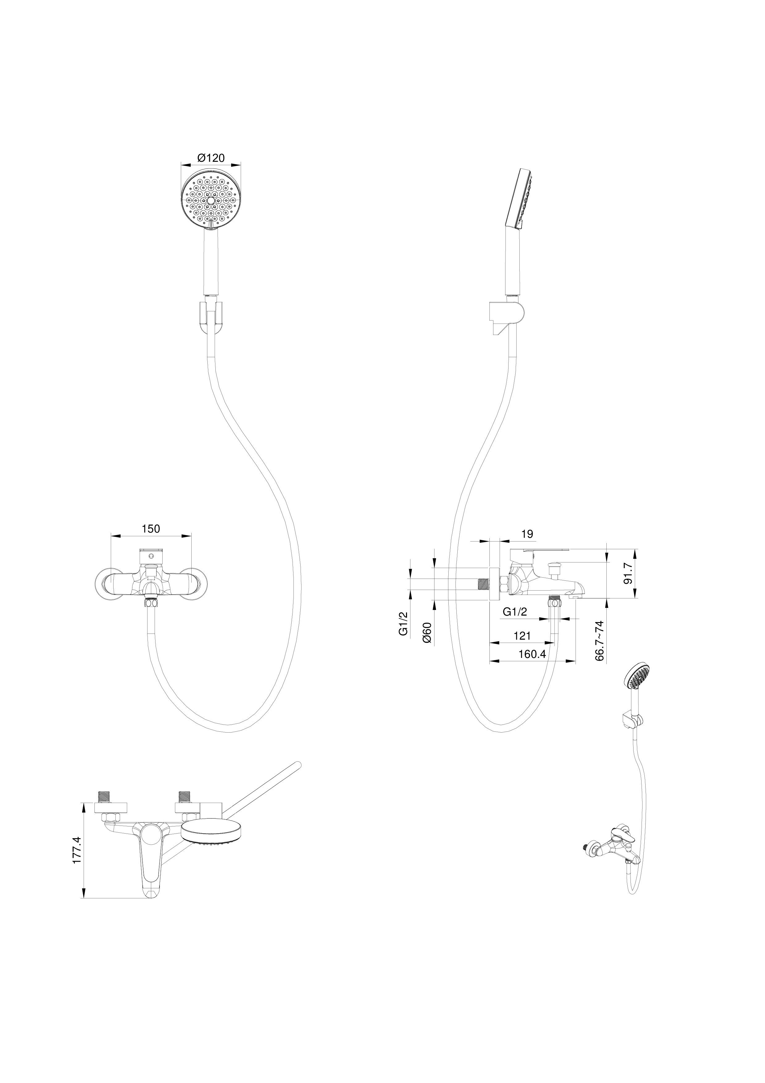 Смеситель для ванны с душем WONZON & WOGHAND ALFA, Белый матовый WW-AE3204-MW