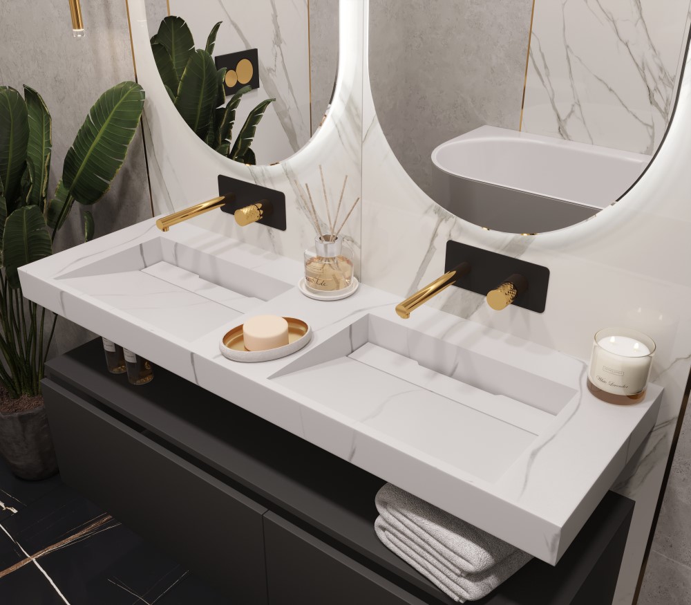 Столешница моноблок Armadi Art FLAT CALACATTA (1410*452*80) 859-140-CLCT