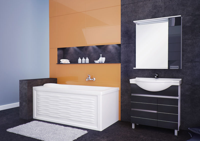 Тумба с раковиной Aquanet Доминика 100 черная