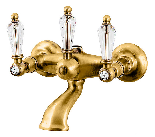 Смеситель Caprigo Adria Swarovski 01-019-oro для ванны с душем