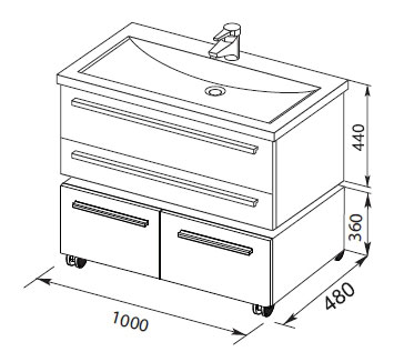 Тумба Aquanet Нота 100 подкатная венге
