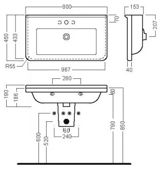 Раковина Hatria Erika Pro (80 см)