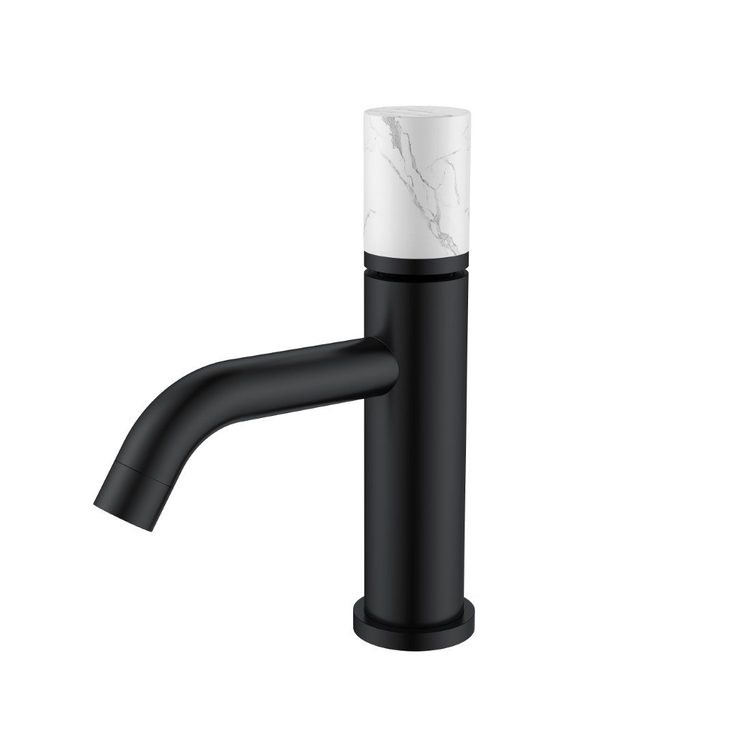 Смеситель Boheme STICK для умыв. низ. BLACK MRAMOR WHITE (комплект) 121-B-MR-W