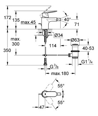 Смеситель Grohe Eurosmart Cosmopolitan 32839000 для биде