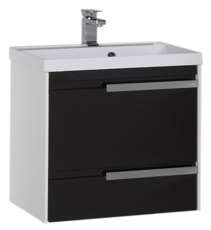 Тумба с раковиной Aquanet Тиволи 70 черная