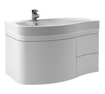 Тумба с раковиной Aquanet Сопрано 1-95  белая с ящиком L