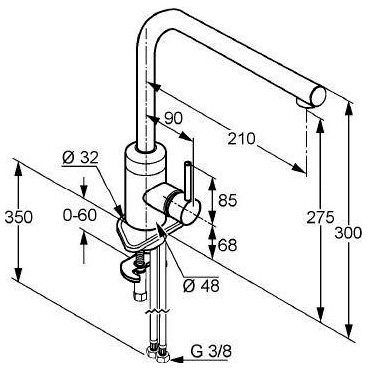 Смеситель Kludi L-INE 428140577 для кухонной мойки