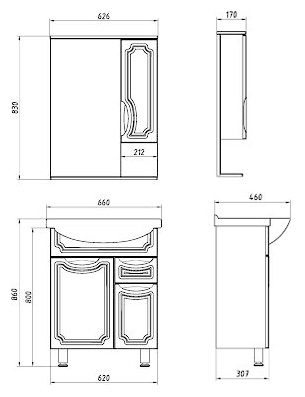 Тумба с раковиной ASB-Mebel Санремо 65