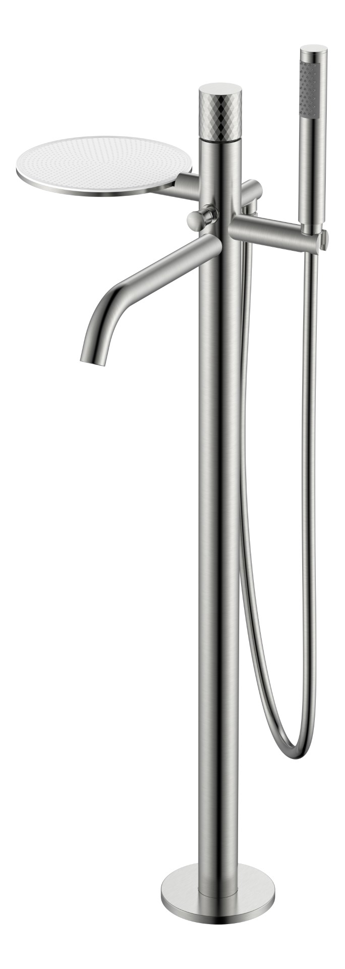 Смеситель Boheme STICK напольный Nickel Brush c ручкой DIMOND 129-NB