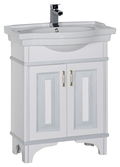 Тумба с раковиной Aquanet Валенса 80 белый краколет/серебро