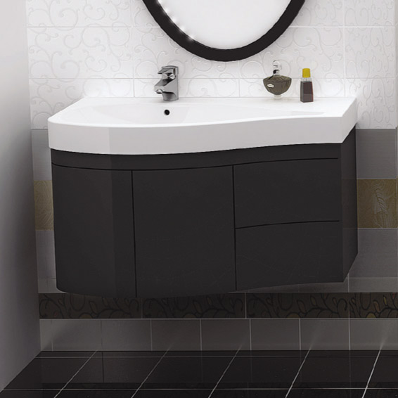 Тумба с раковиной Aquanet Сопрано 2-95  черная L