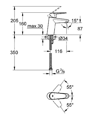 Смеситель Grohe Eurodisc Cosmopolitan 3246920E для раковины