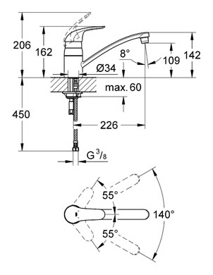 Смеситель Grohe Euroeco 32750000 для кухонной мойки