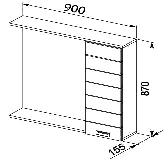 Зеркало-шкаф Aquanet Доминика 90 черный