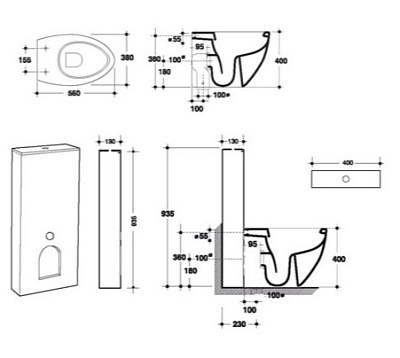 Чаша для унитаза-компакта Disegno Ceramica Ovo 970-P