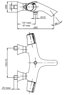 Термостат Jacob Delafon Symbol E71684-CP для ванны с душем