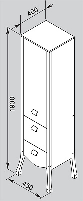 Шкаф-пенал Aquanet Мадонна черный с кристаллами Swarovski