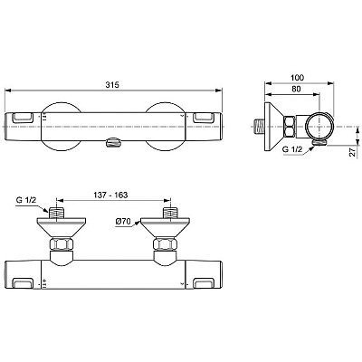 Смеситель для душа Ideal Standard Ceratherm T25 A7201AA с термостатом