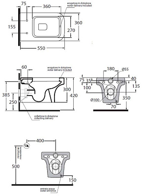 Унитаз подвесной Azzurra Tulip TUL100B1/SOSK