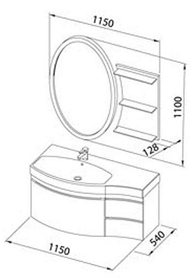 Полка Aquanet Опера 115 черная