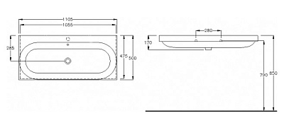 Раковина Hatria Daytime (110 см) одно отверстие