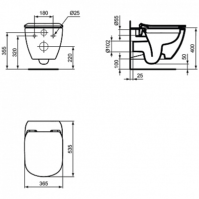 Подвесной унитаз Ideal Standard Tesi Rimless T350301