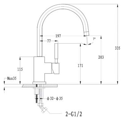 Смеситель GranFest 3023 для кухонной мойки салатовый