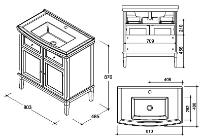 Мебель для ванной Caprigo Джардин 80 ONTANO