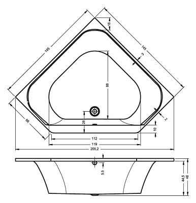 Акриловая ванна RIHO Austin 145