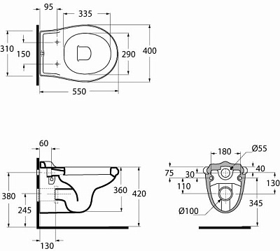 Унитаз подвесной Azzurra Jubilaeum JUB100/SOSK