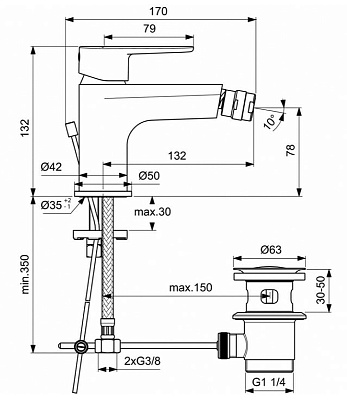 Смеситель для биде Ideal Standard Cerafine Model O BC705XG