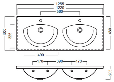 Раковина Hatria Susan (125 см)