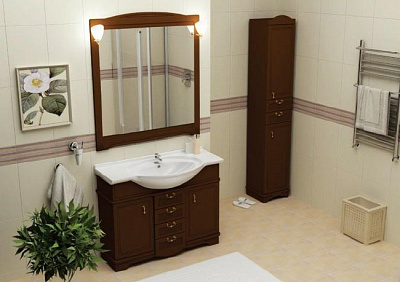 Шкаф-пенал Aquanet Луис темный орех