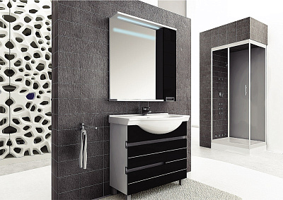 Зеркало-шкаф Aquanet Доминика 100 черный