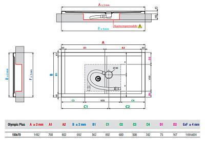 Поддон для душа Novellini Olympic Plus 150x70 см Black