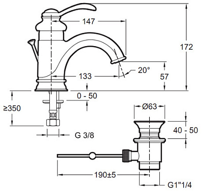 Смеситель Jacob Delafon Fairfax E72090-CP для раковины