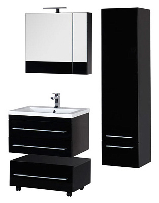 Тумба с раковиной Aquanet Нота 75 черная
