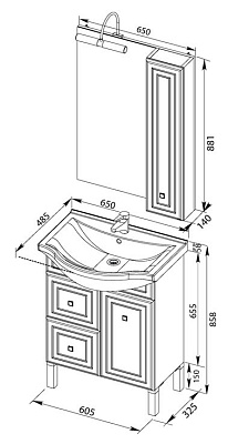 Мебель для ванной Aquanet Стайл 65 с ящиками