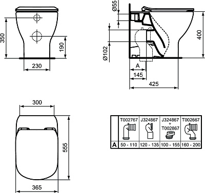 Унитаз приставной Ideal Standard Tesi T007701