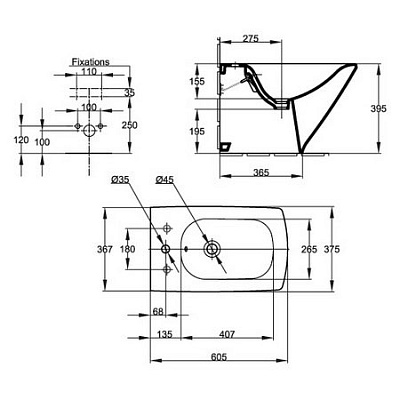 Биде напольное Jacob Delafon Escale E1293