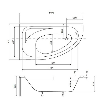 Акриловая ванна BESCO Cornea 140 L
