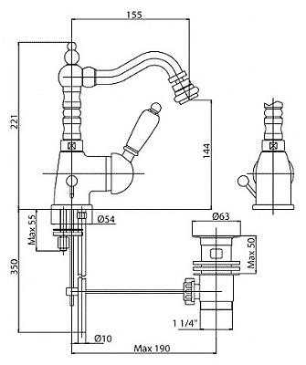 Смеситель Cezares Elite ELITE-BSM2-01-Bi для биде